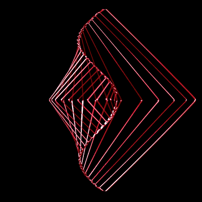 Square Wave Coral Red handmade in Italy