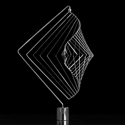Square Wave Silver Argento. Real Silver plated kinetic sculpture by Ivan black